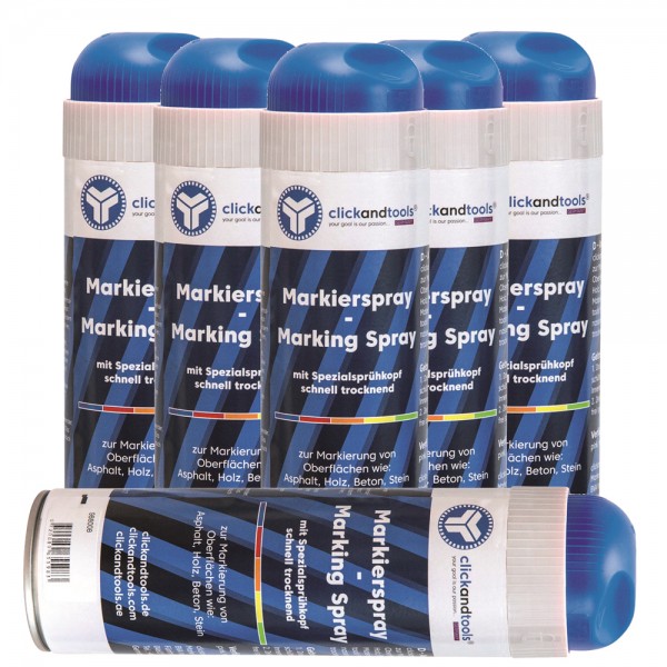 Markierungsspray leucht blau 6er Pack