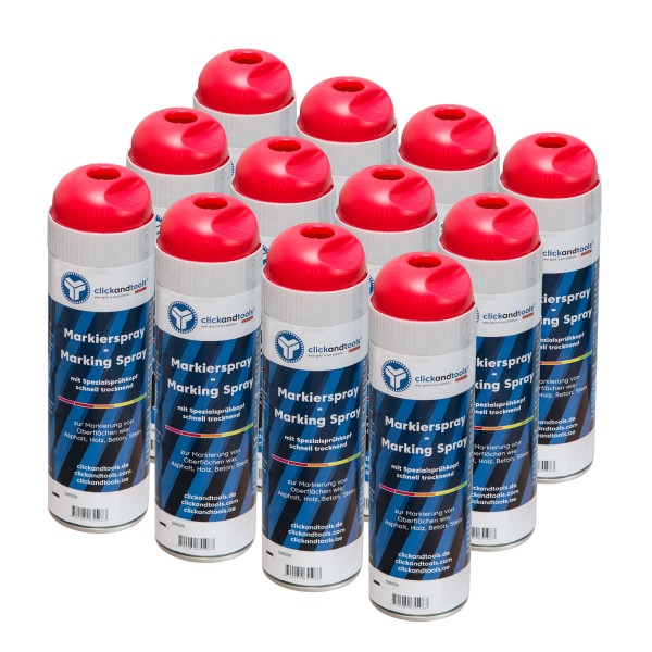 Markierungsspray leuchtend rot 12'er Pack