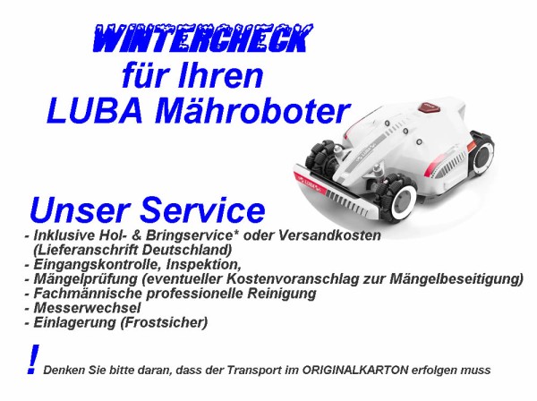Wintercheck Maehroboter LUBA 1000- 3000- 5000